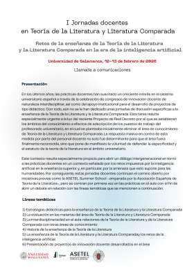 Call for papers - I Jornadas docentes en Teoría de la Literatura y Literatura Comparada